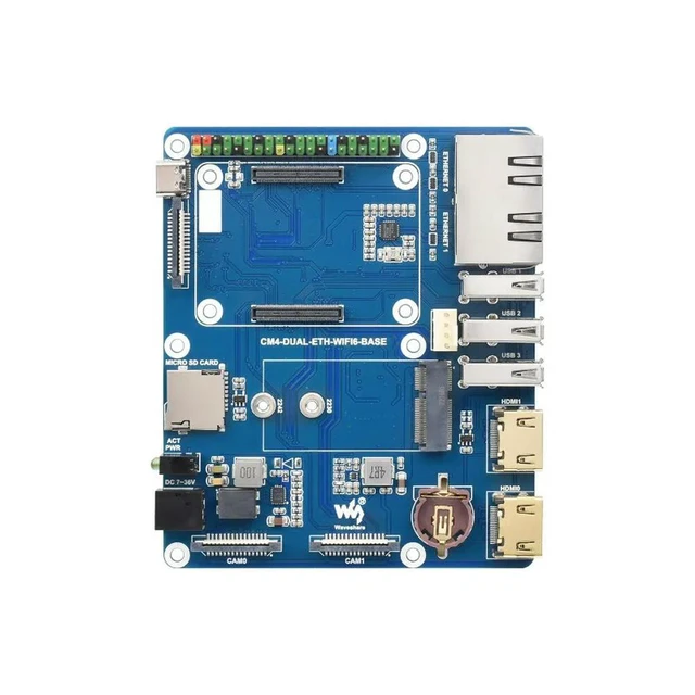 Alt view image 3 of 3 - 6 Dual ETH Base Board/Mini-Computer Designed for Raspberry Pi Compute Module 4(NOT Included), Onboard M.2 E KEY Slot