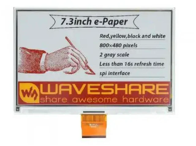 Alt view image 3 of 3 - 7.3inch e-Paper (G),raw display, 800 × 480, SPI Interface
