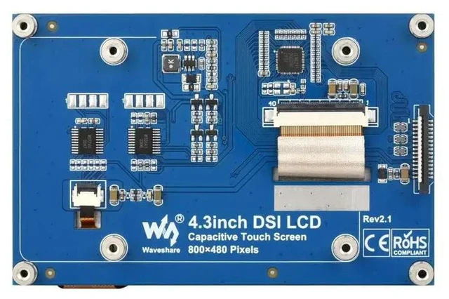 Alt view image 3 of 3 - 4.3inch QLED Display, DSI Interface, 800 × 480, Integrated Structure, Toughened Glass Panel