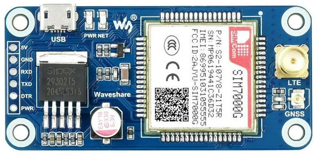 Alt view image 3 of 3 - SIM7000G NB-IoT / Cat-M / EDGE / GPRS HAT for Raspberry Pi GNSS Global Band Support