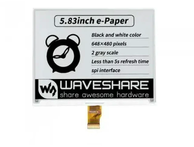 Main image of 5.83inch e-Paper,E-Ink Raw Display, 648×480, Black / White, SPI, Without PCB