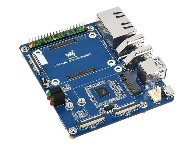 Alt view image 2 of 3 - CM4-DUAL-ETH-4G/5G-BASE,Dual Gigabit Ethernet 5G/4G Base Board Designed for Raspberry Pi Compute Module 4
