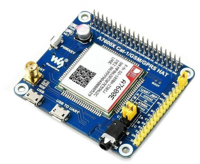 Alt view image 2 of 3 - A7600E LTE Cat-1 HAT for Raspberry Pi Low Speed 4G Module 2G GSM GPRS for Southeast Asia West Asia Europe Afri