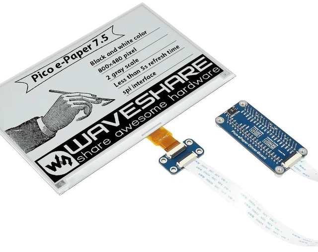 Main image of 7.5inch E-Paper E-Ink Display Module for Raspberry Pi Pico 800X480 Black / White SPI,Pico-ePaper-7.5