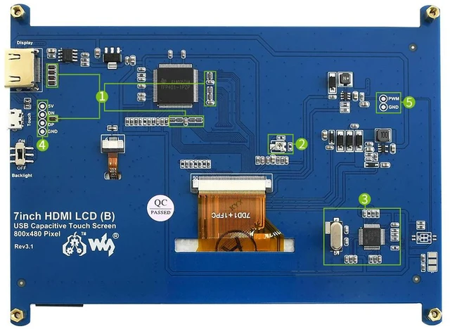 Alt view image 3 of 3 - 7inch Capacitive Touch Screen LCD (B) 800X480 Low Power