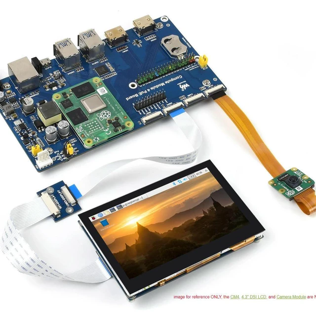 Alt view image 2 of 3 - Raspberry Pi Compute Module 4 Dev Kit, with PoE Board and Optional 7" Touchscreen