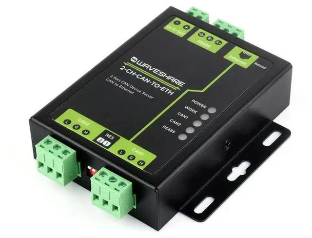 Alt view image 2 of 2 - 2-CH-CAN-TO-ETH,Industrial Grade 2-Ch CAN To Ethernet Server, 2-Ch CAN + RS485 + Ethernet Port, Supports CAN Repeater
