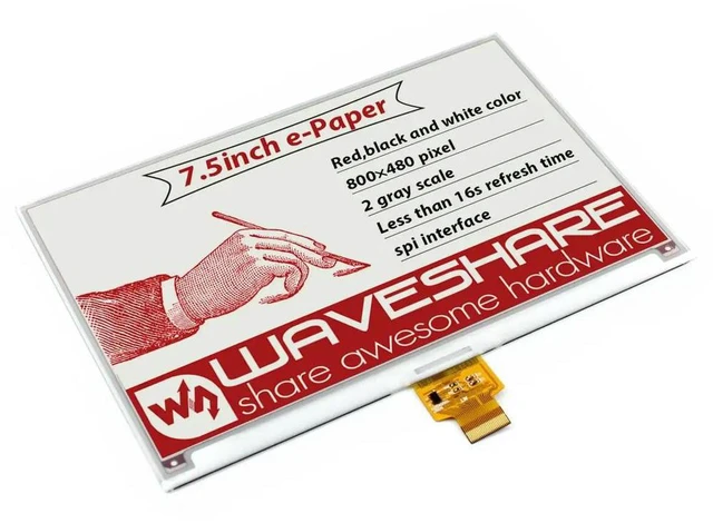 Main image of 7.5inch E-Paper (B) E-Ink Raw Display 800*480 Red Black White SPI Without PCB
