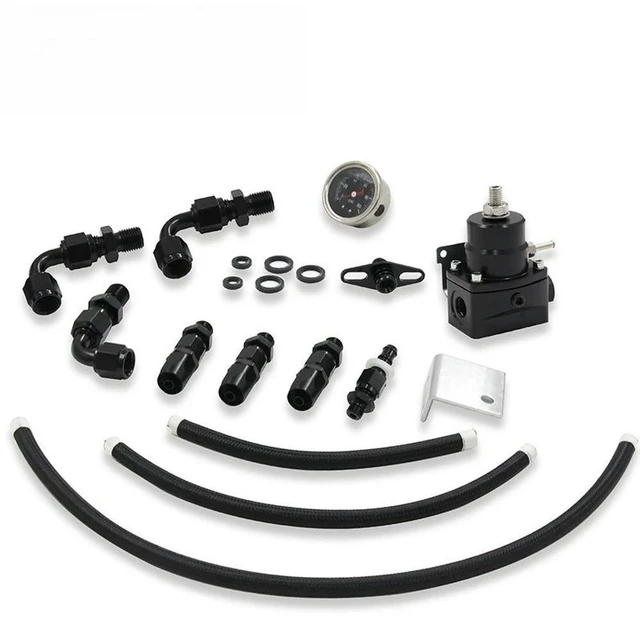 Main image of For Automotive Aluminum EFI Universal, Adjustable Pressure Regulator, Booster 100psiAN6 with Meter Hose Set