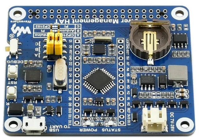 Alt view image 2 of 3 - Power Management HAT for Raspberry Pi with Embedded MCU and RTC for Ard uino