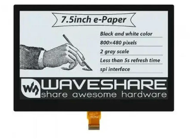 Alt view image 3 of 3 - 7.5inch e-Paper (G) E-Ink Optical Bonding Display, 800×480, Black / White, SPI, without PCB