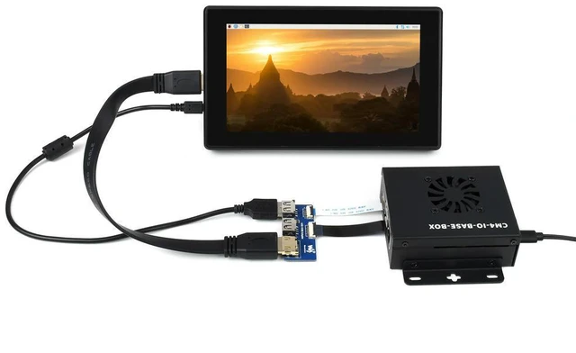 Alt view image 2 of 3 - CM4-IO-BASE-BOX-B + USB HDMI Adapter, for Raspberry Pi Compute Module 4