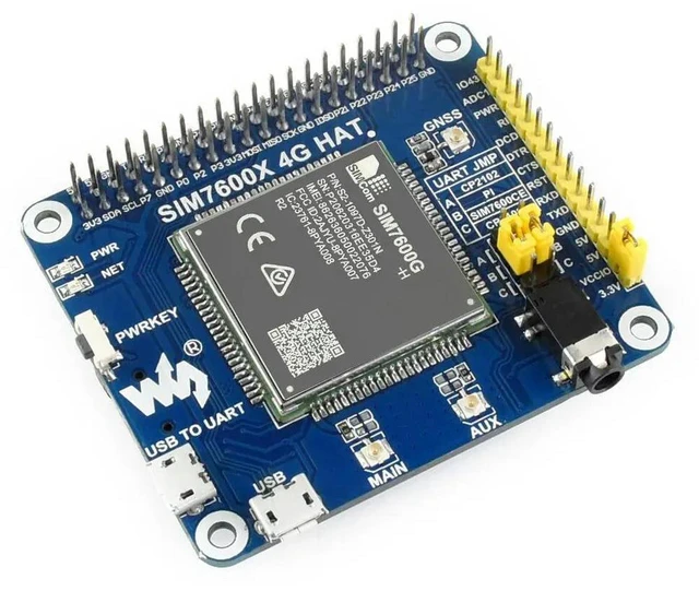 Main image of SIM7600G-H 4G HAT For Raspberry Pi, LTE Cat-4 4G / 3G / 2G Support, GNSS Positioning, Global Band