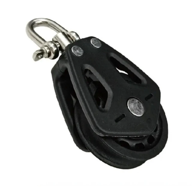 Alt view image 2 of 3 - For Black Nylon Pulley, Spinning, Boat Yacht Kayak, Marine Accessories