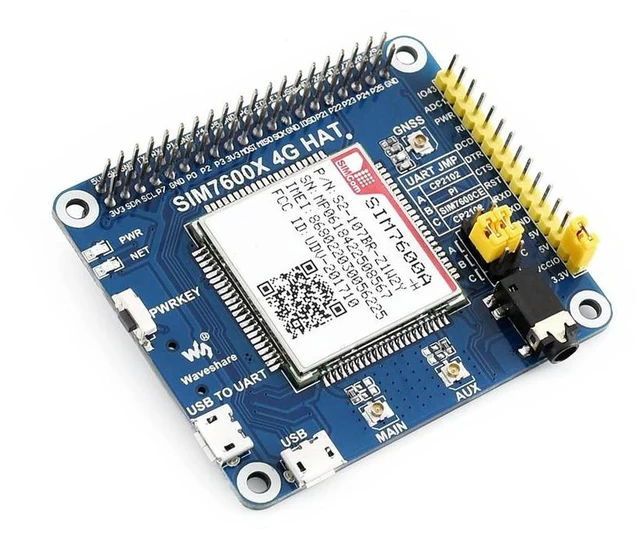 Alt view image 3 of 3 - 4G 3G GNSS LTE CAT4 HAT Based On SIM7600A-H for Raspberry Pi North America