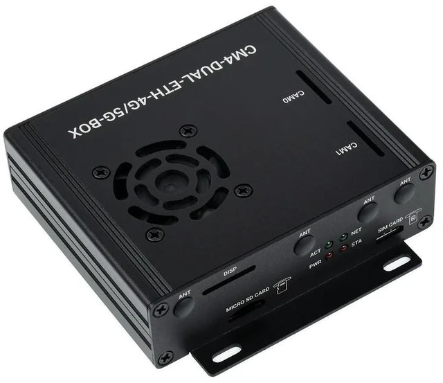 Alt view image 2 of 3 - Dual Gigabit Ethernet 5G/4G Mini-Computer Based on Raspberry Pi Compute Module 4 (NOT Included), l Case, with Cooling Fan