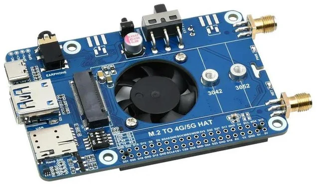 Main image of SIM7600G-H M.2 4G HAT for Raspberry Pi, LTE CAT4 High Speed, 4G/3G/2G, GNSS, Global Band