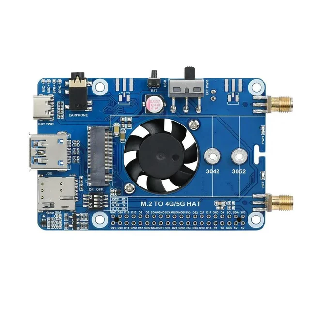 Alt view image 3 of 3 - SIM7600G-H M.2 4G HAT for Raspberry Pi, LTE CAT4 High Speed, 4G/3G/2G, GNSS, Global Band