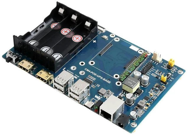 Alt view image 3 of 3 - PoE UPS Base Board Designed for Raspberry Pi Compute Module 4, Gigabit Ethernet, Dual HDMI, Quad USB2.0