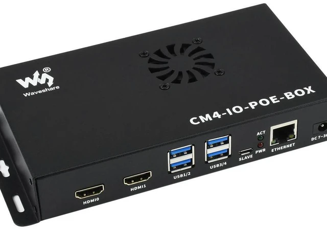 Main image of CM4-IO-POE-BOX,PoE Mini-Computer Based on Raspberry Pi Compute Module 4 (NOT Included), l Case, With Cooling Fan