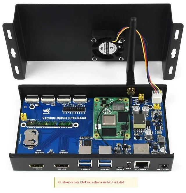Alt view image 2 of 3 - CM4-IO-POE-BOX,PoE Mini-Computer Based on Raspberry Pi Compute Module 4 (NOT Included), l Case, With Cooling Fan