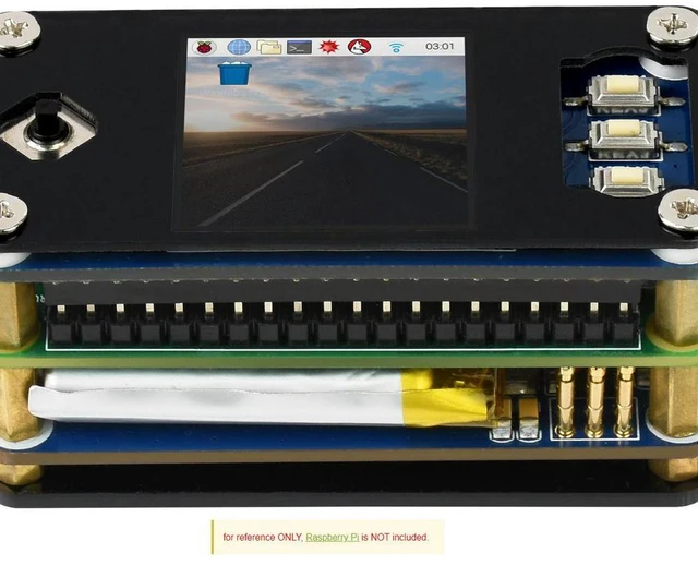 Alt view image 2 of 3 - Raspberry Pi Zero WH Package F with UPS Module and 1.3inch LCD Display UPS & Display Combination Based on Raspberry Pi Zero WH