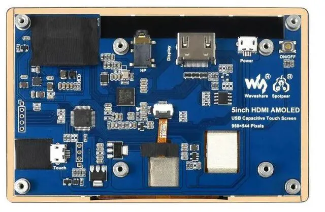 Alt view image 2 of 3 - 5inch HDMI AMOLED Capacitive Touch Display, 960×544, HDMI, Optical Bonding Toughened Glass Cover