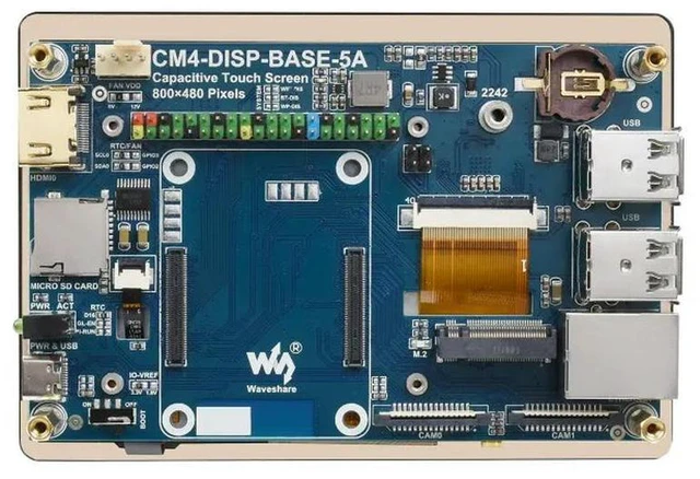 Alt view image 2 of 3 - CM4-DISP-BASE-5A,5 Touch Screen Expansion for Raspberry Pi CM4, PoE Header, Gigabit Ethernet, 4K Output