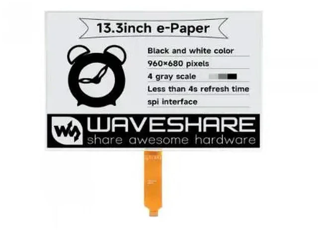 Alt view image 3 of 3 - 13.3inch e-Paper (K) 960×680, E-Ink raw display, SPI interface, without PCB