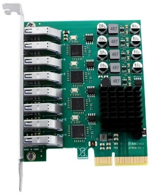 Main image of For PCI-E To 4 Channels 8 Ports USB3.0 Adapter Card Camera USB3.0 Video Capture Botnet Expansion Card