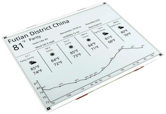 Alt view image 3 of 3 - 12.48 inch Epaper E-Ink Raw Display Black White Dual Color 1304*984 Resolution SPI Interface Without PCB
