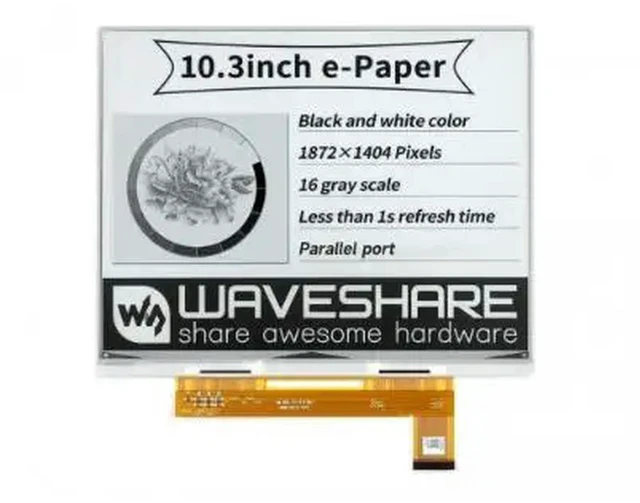 Alt view image 3 of 3 - 10.3inch e-Paper e-Ink Raw Display, 1872×1404, Black / White, 16 Grey Scales, Parallel Port, without PCB