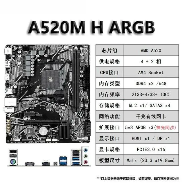 Alt view image 3 of 3 - For Suitable for A520M H Electronic Accessories A520/AM4 Main Board