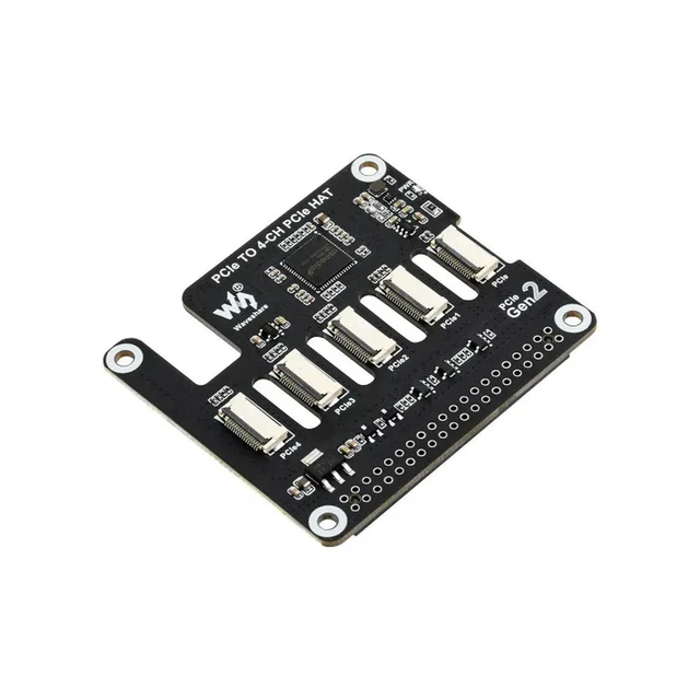 Alt view image 2 of 3 - PCIe To 2-Ch SATA Adapter For Raspberry Pi 5, HAT+ Standard Dual LED EEPROM, SATA Hard Drive Protocol Driver-free