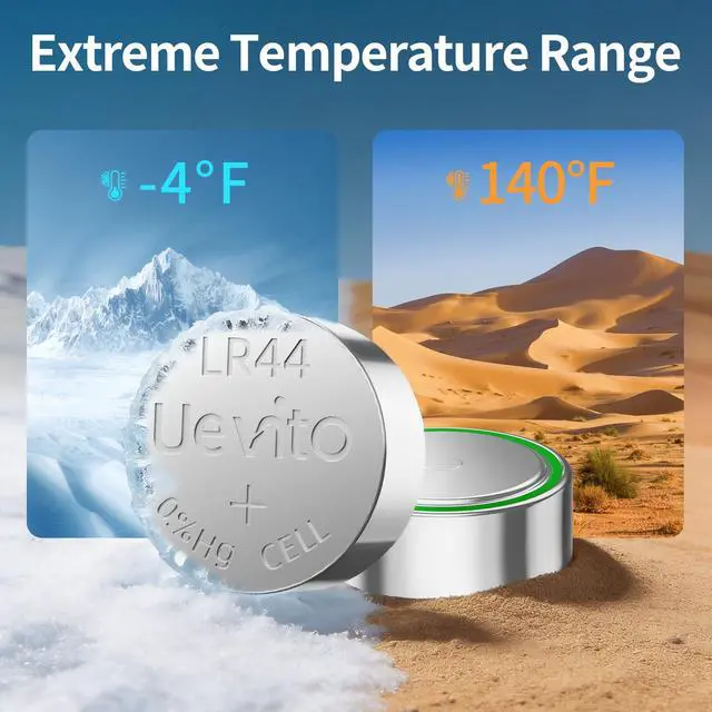 Alt view image 5 of 7 - UEVITO LR44 Batteries 25 Pack, AG13 A76 357 L1154f 1.5V Button Coin Cell | High Capacity Alkaline Battery for Toys, Calculators, Thermometers and Watches, Designed to Operate from -4°F to 140°F