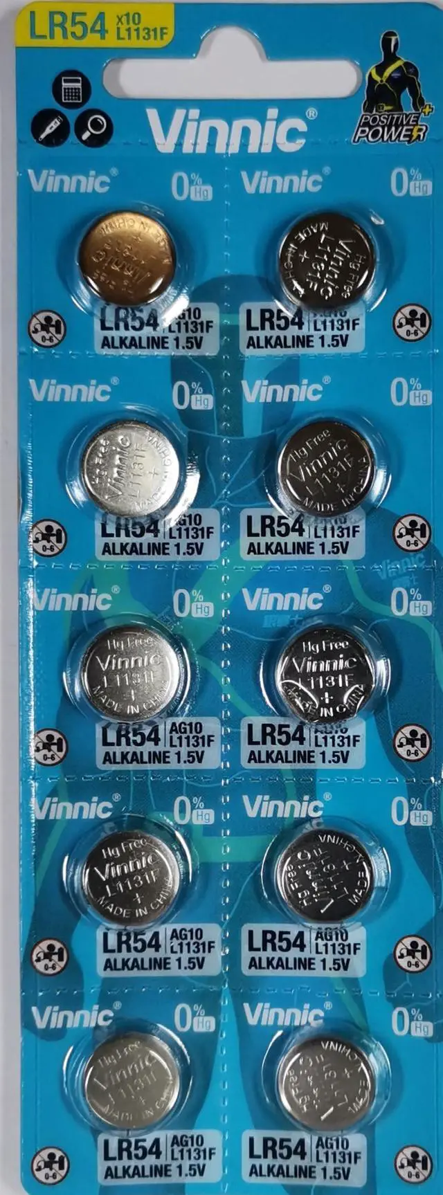Main image of Vinnic L1131-C10-Ag10 Alkaline Manganese Button (Pack Of 10) Cells