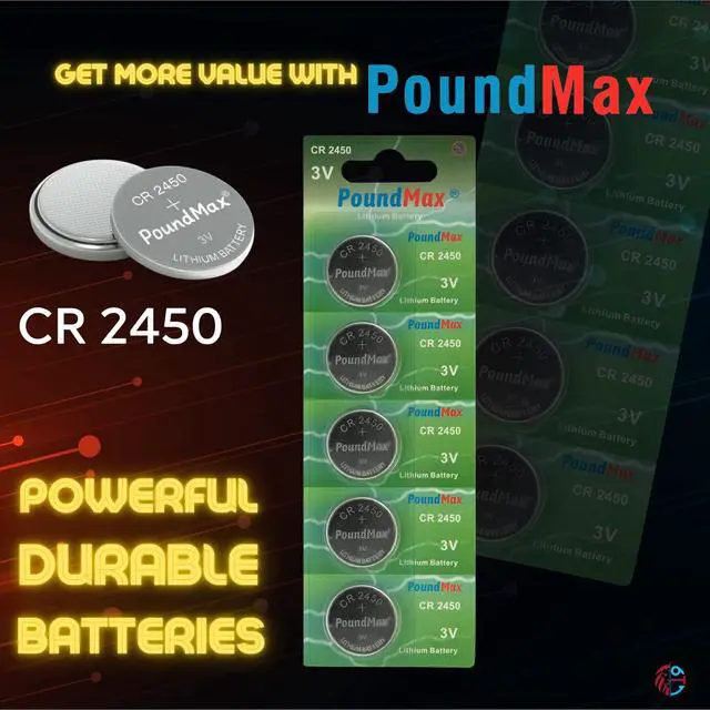 Alt view image 3 of 7 - PoundMax CR 2450 Batteries 3v Lithium Button Cell Battery Combo Pack - 5 Count