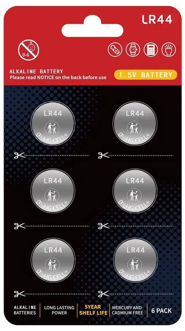 Main image of L1154f Batteries AG13 Battery LR44 357 A76 L1154 SR44 G13 L1154c LR44h 1.5V Premium Alkaline Button Coin Cell Batteries for Watches, Laser Pointers,Small Toys,Electronics5-Year Shelf Life(6 Count)