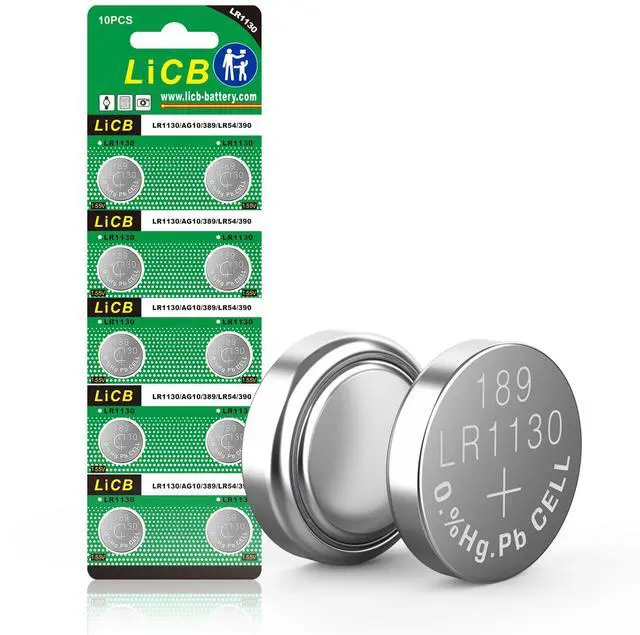 Main image of LiCB 10 Pack LR1130 AG10 Battery 1.5V Long-Lasting Alkaline Button Cell Batteries