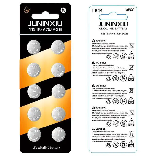 Alt view image 7 of 7 - JUNINXIU L1154f Battery AG13 Battery LR44 Batteries L1154 SR44 A76 Button L1154h Button Batteries Alkaline Coin Cell (10 Count)