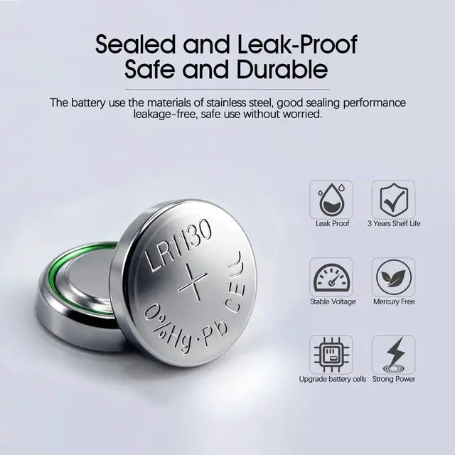 Alt view image 3 of 7 - XUNIUZERO 40 Pack LR1130 AG10 Battery 1.5V Long-Lasting Alkaline Button Cell Batteries