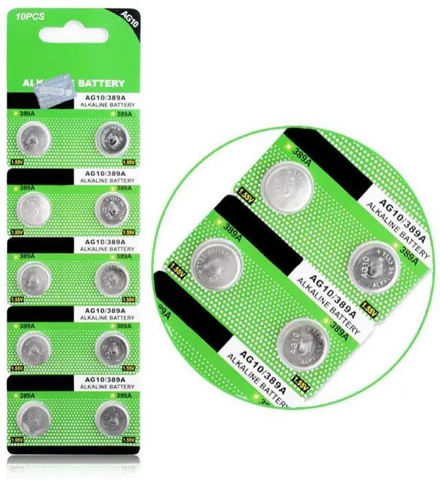 Main image of Cotchear 10pcs AG10 Button Cell Batteries LR1130 Button Cell Battery 1.5V 1130 Battery Button Cell 389 SR54 189 SR1130 LR54 Batteries for Watch Toys Remote