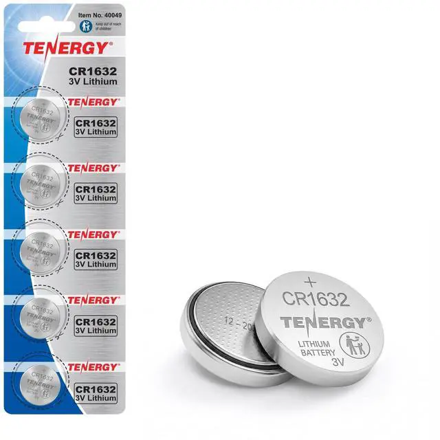 Main image of Tenergy CR1632 3V Lithium Button Cell, for Watches, Key Fobs, Calculators, Medical Devices, and More, 5 Count (Pack of 1)