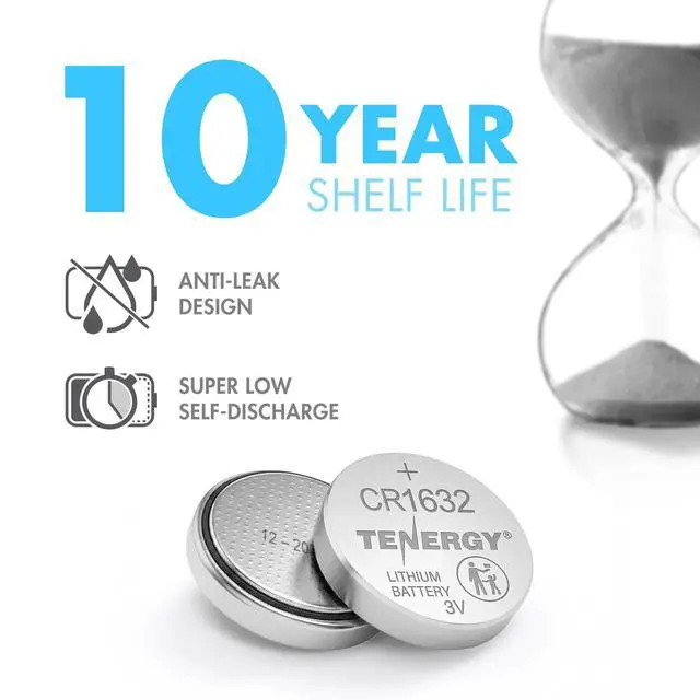 Alt view image 4 of 7 - Tenergy CR1632 3V Lithium Button Cell, for Watches, Key Fobs, Calculators, Medical Devices, and More, 5 Count (Pack of 1)