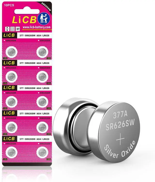 Main image of LiCB 10 Pack SR626SW 377 Watch Battery,Long-Lasting & Leak-Proof,High Capacity Silver Oxide 1.55V Button Cell Batteries for Watch