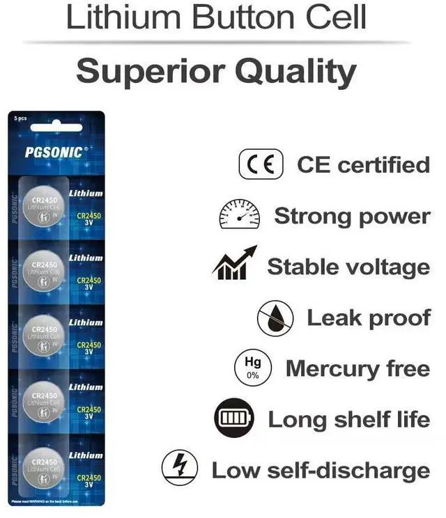 Alt view image 2 of 5 - PGSONIC 20 Pack CR2450 3V Lithium Coin Battery