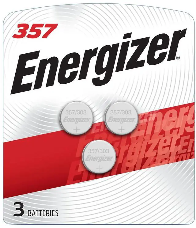 Main image of Energizer 357/303 Batteries (3 Pack), 1.5V Silver Oxide Button Batteries | Reliable power, button battery for keyless entry and calculators, key fob battery, no mercury, SR44 battery equivalent