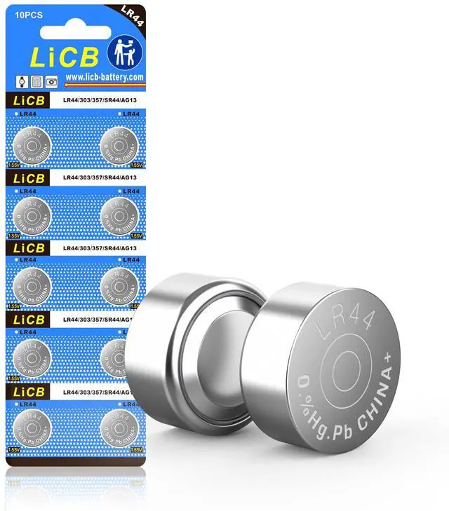Main image of LiCB 10 Pack LR44 AG13 357 303 SR44 Battery 1.5V Button Coin Cell Batteries