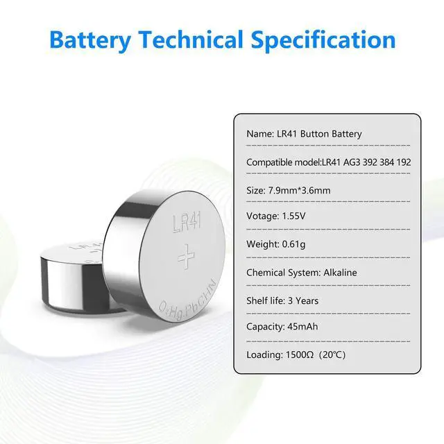 Alt view image 6 of 6 - POWEROWL High Capacity LR41 Batteries 40 Pack, AG3 L736 392 384 192 Premium Alkaline Battery 1.5V Button Coin Cell Batteries