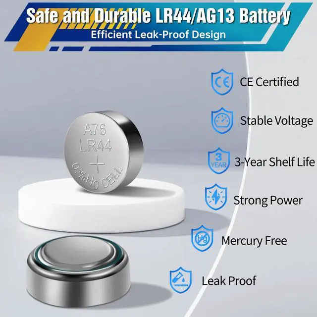 Alt view image 3 of 7 - PGSONIC 50 Pack LR44 Batteries, 1.5 Volt Alkaline Button Cell Batteries with Long Lasting Power